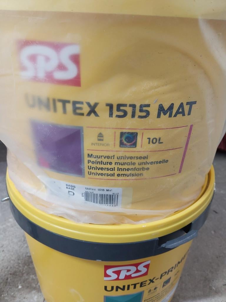 SPS Unitex 1515 Mat Mild Stone 10L en Unitex-Primer 10L, Ophalen of Verzenden, Nieuw, Wit