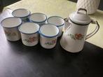 Vintage 7 Delige Zeldzame emaille koffie set, Ophalen of Verzenden