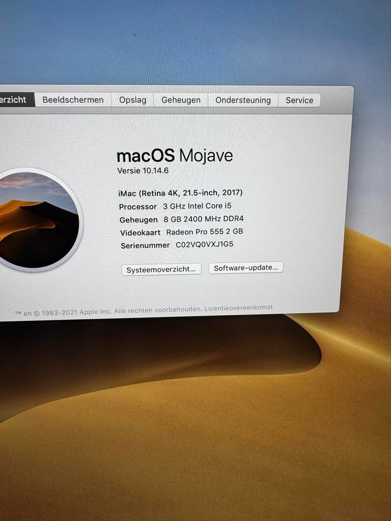 iMac (Retina 4K, 21.5-inch, 2017) - 8GB RAM, 3GHz i5, 2 tot 3 Ghz, 8 GB, IMac, Ophalen of Verzenden