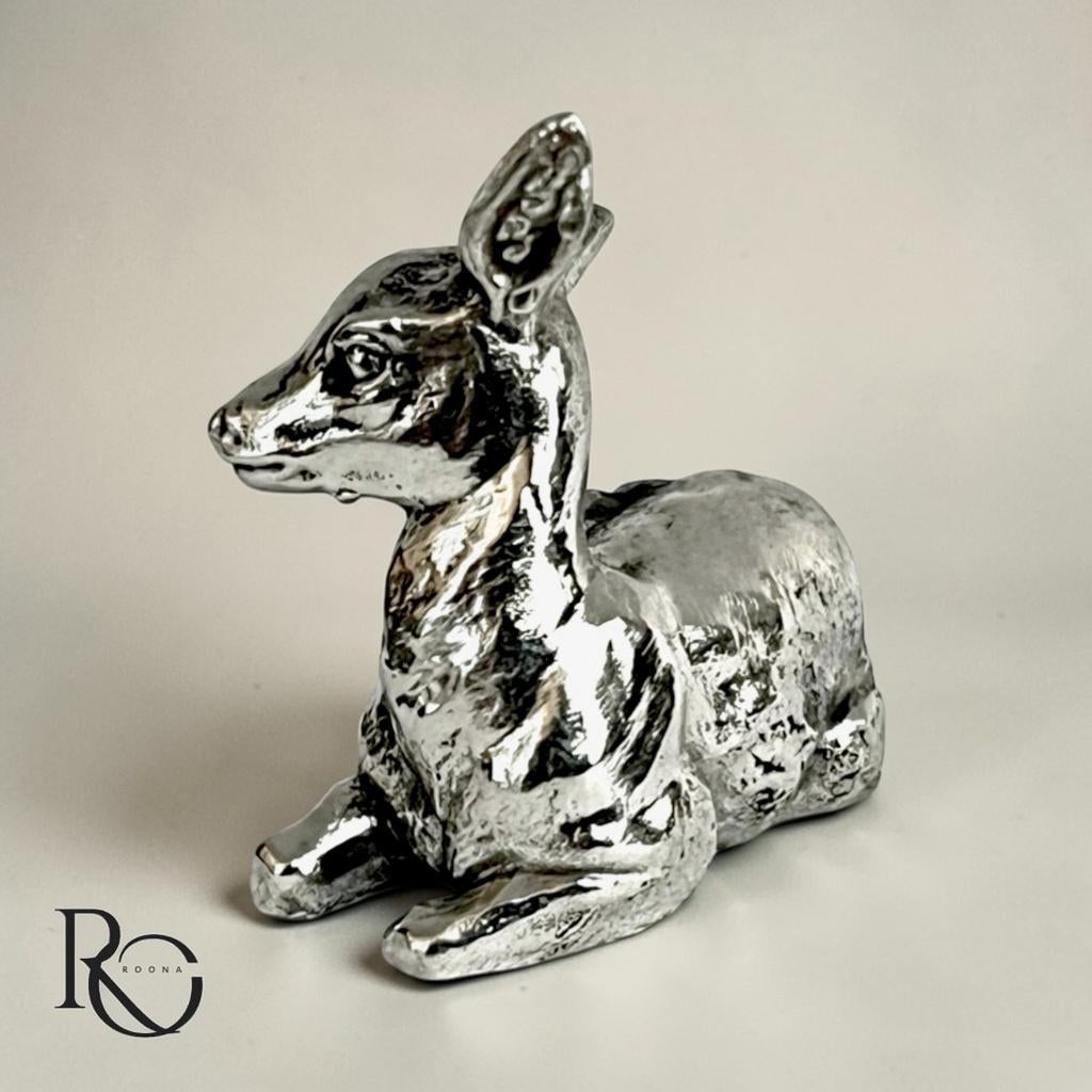 Ree (Hertje) – Handgegoten Zilveren Miniatuur (925 Sterling), Ophalen of Verzenden, Zilver