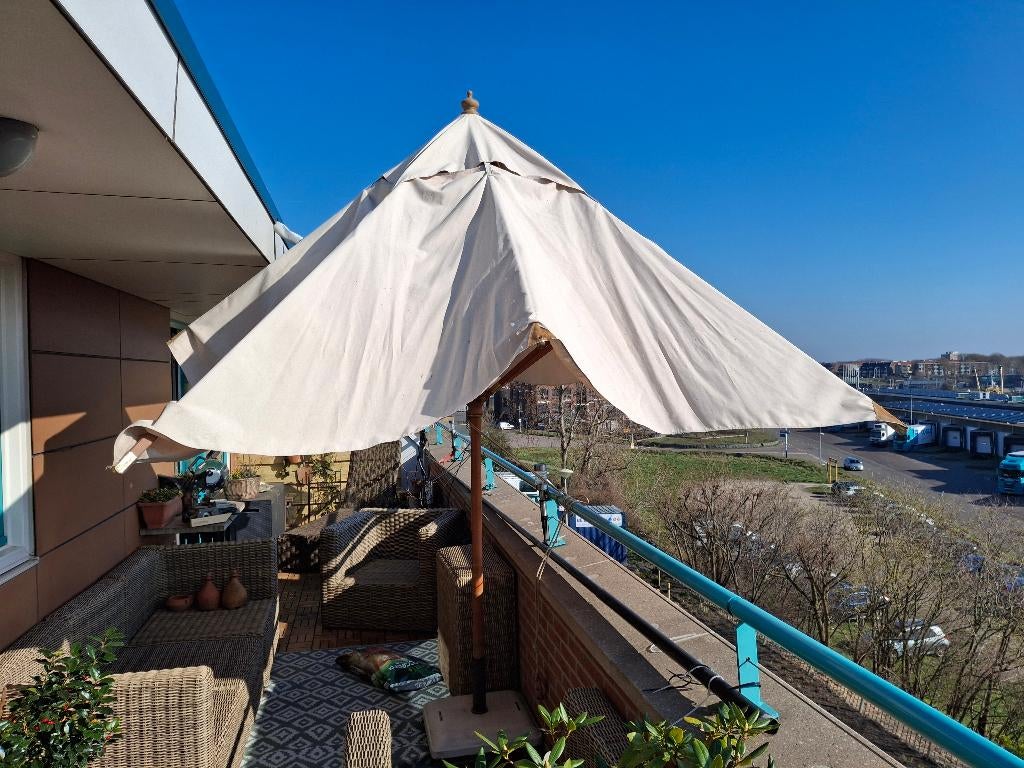 Parasol 3 x 3 meter, Ophalen, Zo goed als nieuw, 3 tot 4 meter, Stokparasol