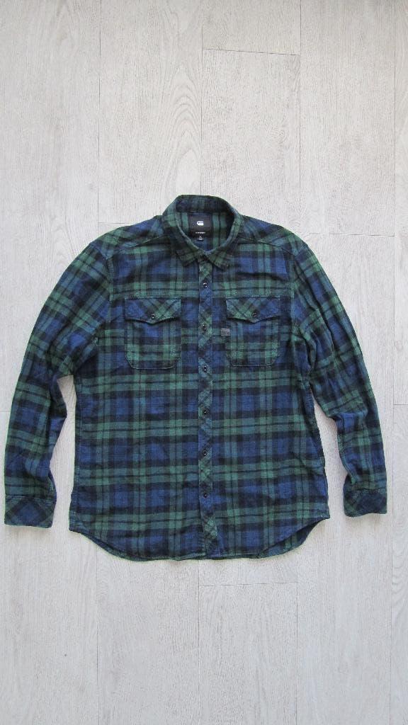 G-Star overhemd XL (54)-Slim Fit Shirt-blauw/groen, Kleding | Heren, Overhemden, G-Star Raw, Zo goed als nieuw, Halswijdte 43/44 (XL)