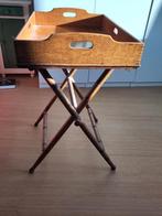 Houten dienblad op staander - Vintage, Ophalen, Gebruikt, Rechthoekig, Hout