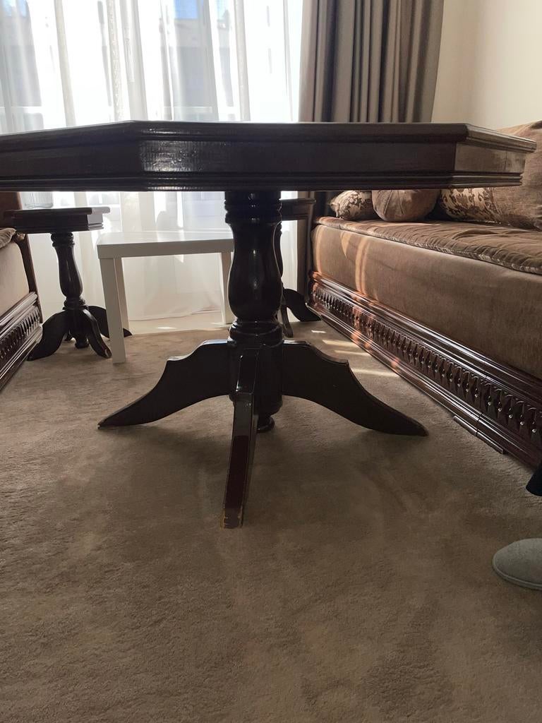 Donkerbruine Marokaanse, 8-hoektafel - Kleine beschadigingen, Ophalen, Gebruikt, Vijf personen of meer, Klassiek, traditioneel