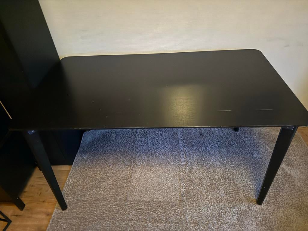 Zwarte eettafel, Ophalen, Gebruikt, 100 tot 150 cm, 50 tot 100 cm
