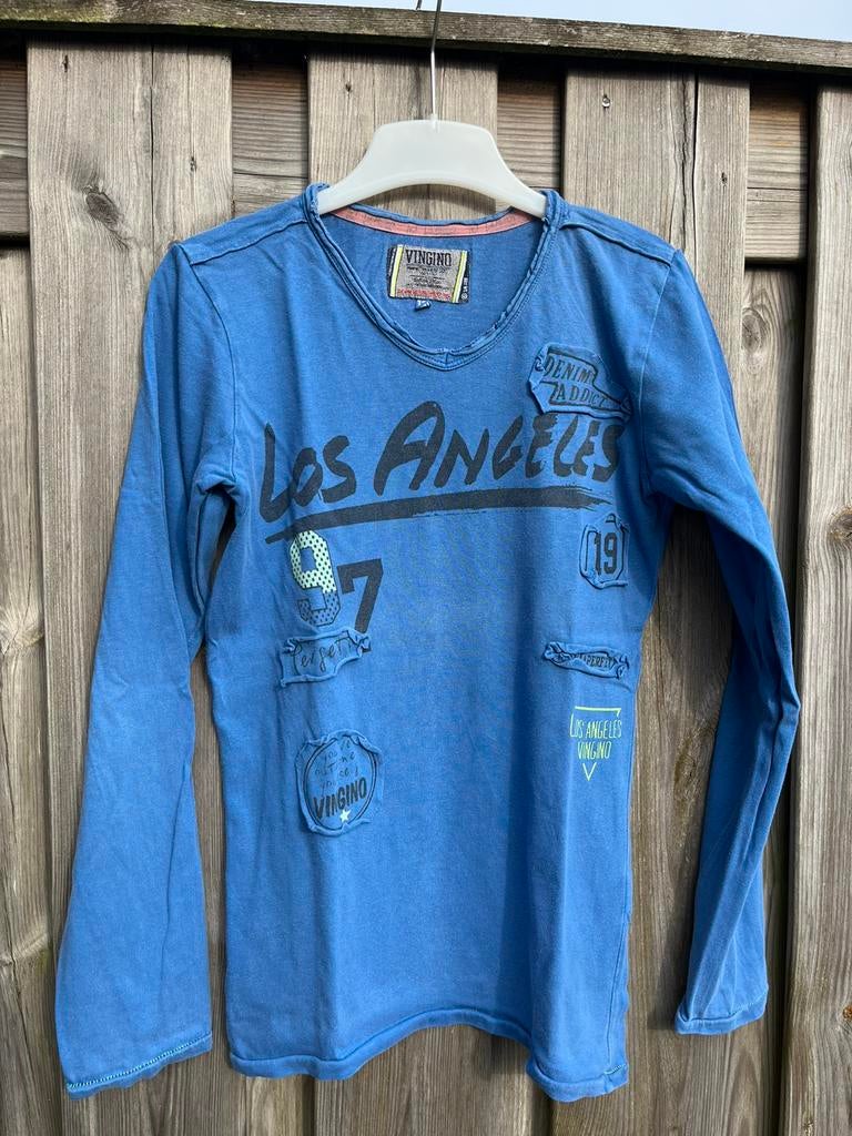 Blauwe longsleeve van Vingino, Kinderen en Baby's, Kinderkleding | Maat 152, Ophalen of Verzenden, Gebruikt, Jongen, Shirt of Longsleeve