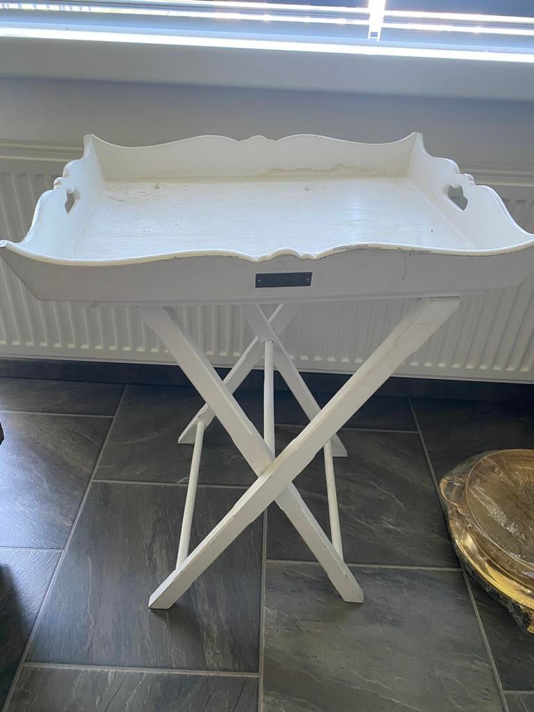 Bijzettafel, Ophalen of Verzenden, Zo goed als nieuw, Rond, Hout