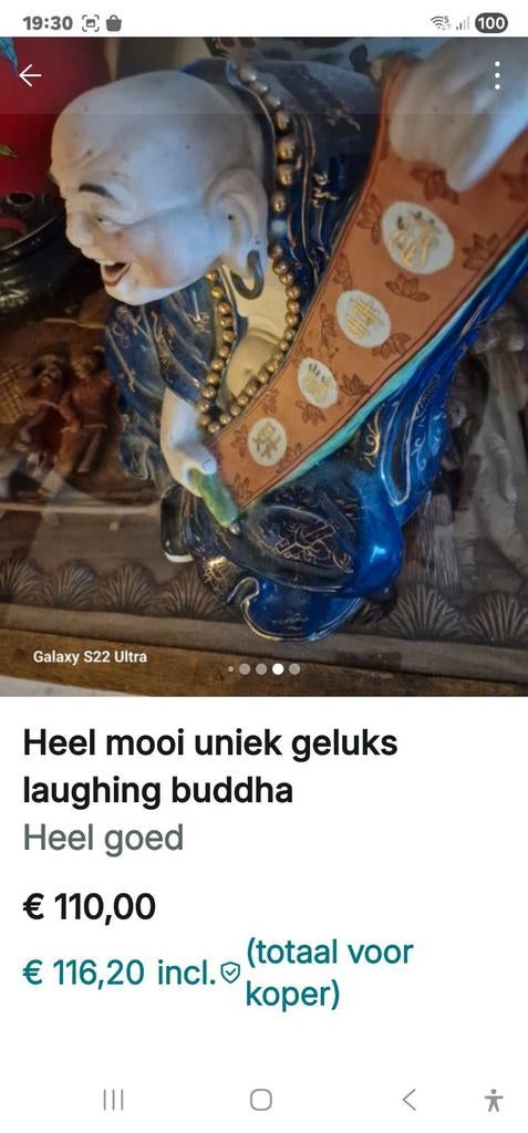 Heel mooi, prachtig , laughing buddha, porcelein., Ophalen, Zo goed als nieuw