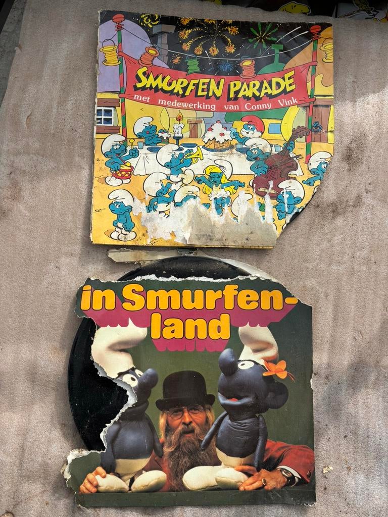 2 x oude lp’s smurfen hoes kapot, Ophalen of Verzenden, Zo goed als nieuw