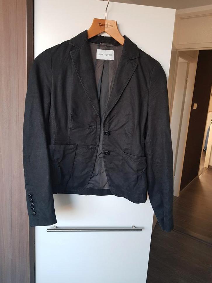 In nieuwstaat zwarte linnen blazer maat 36 van turnover, Kleding | Dames, Jasjes, Kostuums en Pakken, Nieuw, Jasje, Maat 36 (S)