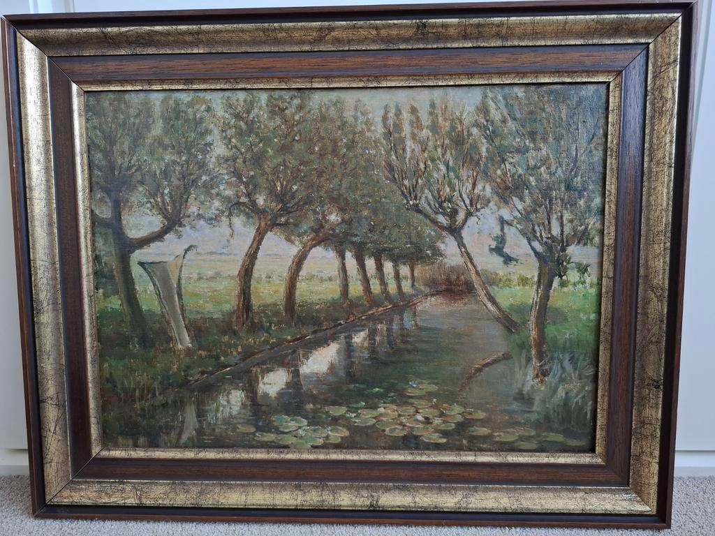 Schilderij van Imko Reinders, Leerdam landschap, Antiek en Kunst, Kunst | Schilderijen | Klassiek, Ophalen of Verzenden