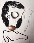 Vintage sieraden kralen armband ketting, Met kristal, Overige materialen, Zwart, Ophalen of Verzenden