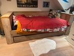 Sloophouten bed, met onderschuif plank voor extra matras, 85 tot 100 cm, Gebruikt, Ophalen of Verzenden, Lattenbodem