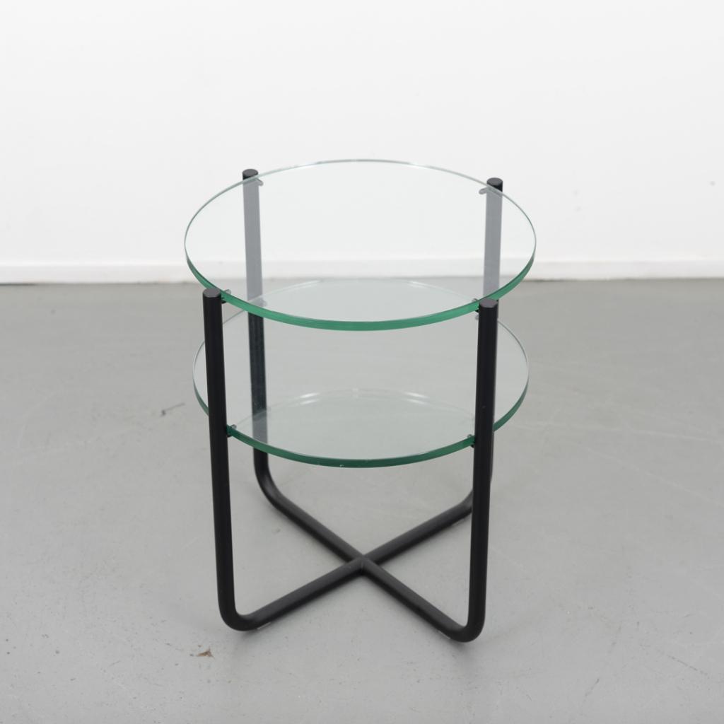 4 Gispen koffie tafel 423 Zwart  H 60 x Rond 50 cm, Minder dan 55 cm, Nieuw, Ophalen of Verzenden, Glas