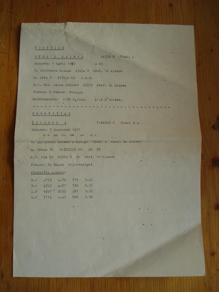 document fokstier rundvee stamboek, Ophalen, Gebruikt, Boerderijdier, Overige typen