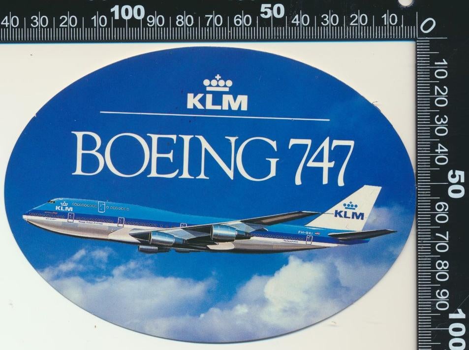 Sticker: KLM - Boeing 747 (2), Ophalen of Verzenden, Zo goed als nieuw, Bedrijf of Vereniging