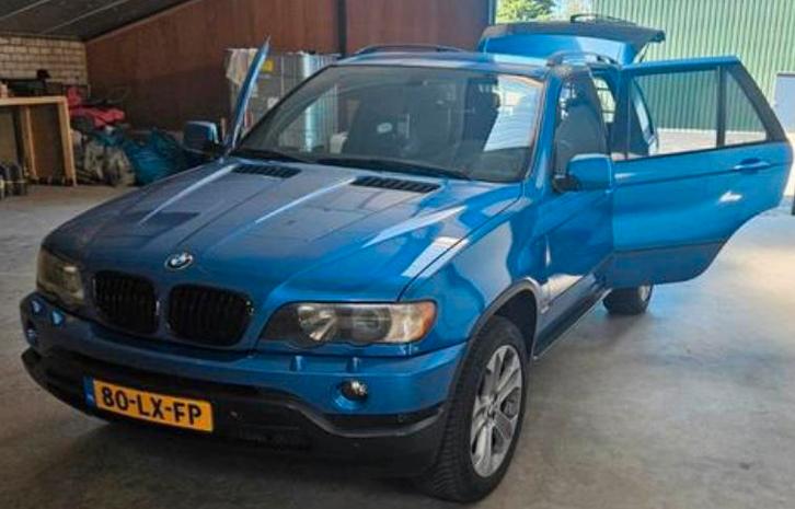 BMW X5 3.0 I AUT 2003 Blauw youngtimer, Auto's, BMW, Particulier, X5, 4x4, ABS, Adaptieve lichten, Airbags, Airconditioning, Alarm