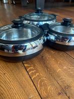 Warmhoudschalen met deksel - Set van 3+1, Ophalen of Verzenden, Gebruikt, Rvs, Overige typen