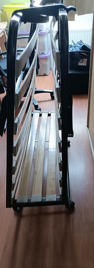 Opklapbed met dekzeil (zonder matras), Huis en Inrichting, Slaapkamer | Bedden, Gebruikt, Eenpersoons, Zwart, Ophalen of Verzenden