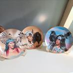 Indianen beeldjes, borden en houten beer decoratie set, Ophalen, Gebruikt, Mens
