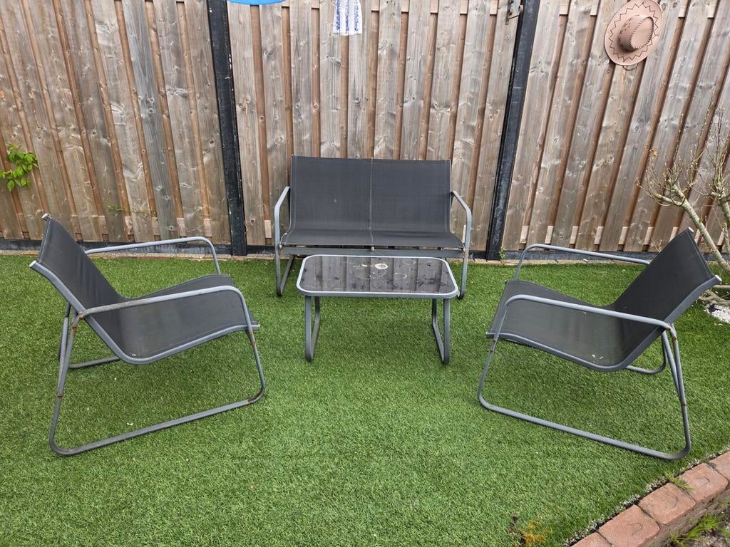 Tuinset voor tuin of balkon - Ophalen in Akersloot, Tuin en Terras, Tuinsets en Loungesets, Ophalen, 4 zitplaatsen, Gebruikt, Textileen