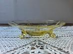 Kristallen groen/geel schaaltje op cashew pootjes, Ophalen of Verzenden
