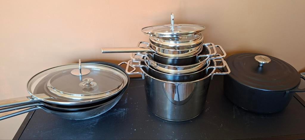 Pannenset, Huis en Inrichting, Keuken | Potten en Pannen, Ophalen, Gebruikt, Rvs, Pannenset