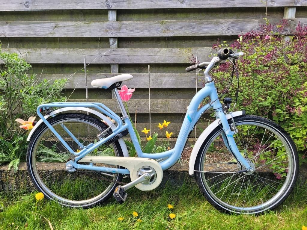 Pucky Skyride 28 inch meisjesfiets blauw/wit – rijdt goed, Gebruikt, Versnellingen, Pucky, Ophalen