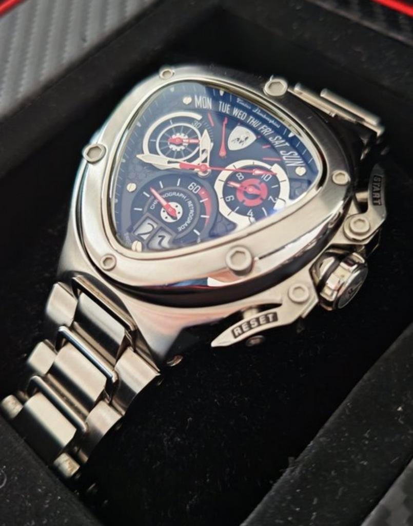 Tonino Lamborghini Spyder 3007 Chronograaf, Sieraden, Tassen en Uiterlijk, Overige merken, Staal, Staal, Polshorloge