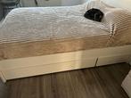 Witte 2 persoonsbed 140x200 met lades, Ophalen, Wit, Tweepersoons, 140 cm