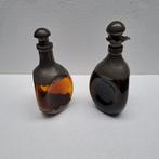 vintage-art deco Whisky flessen met tin beslagen jaren 30-40, Antiek en Kunst, Ophalen of Verzenden