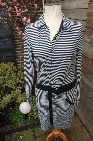 Jurk donkerblauw/ licht blauw Studio Anneloes mt M travel Va, Maat 38/40 (M), Studio Anneloes, Zo goed als nieuw, Knielengte