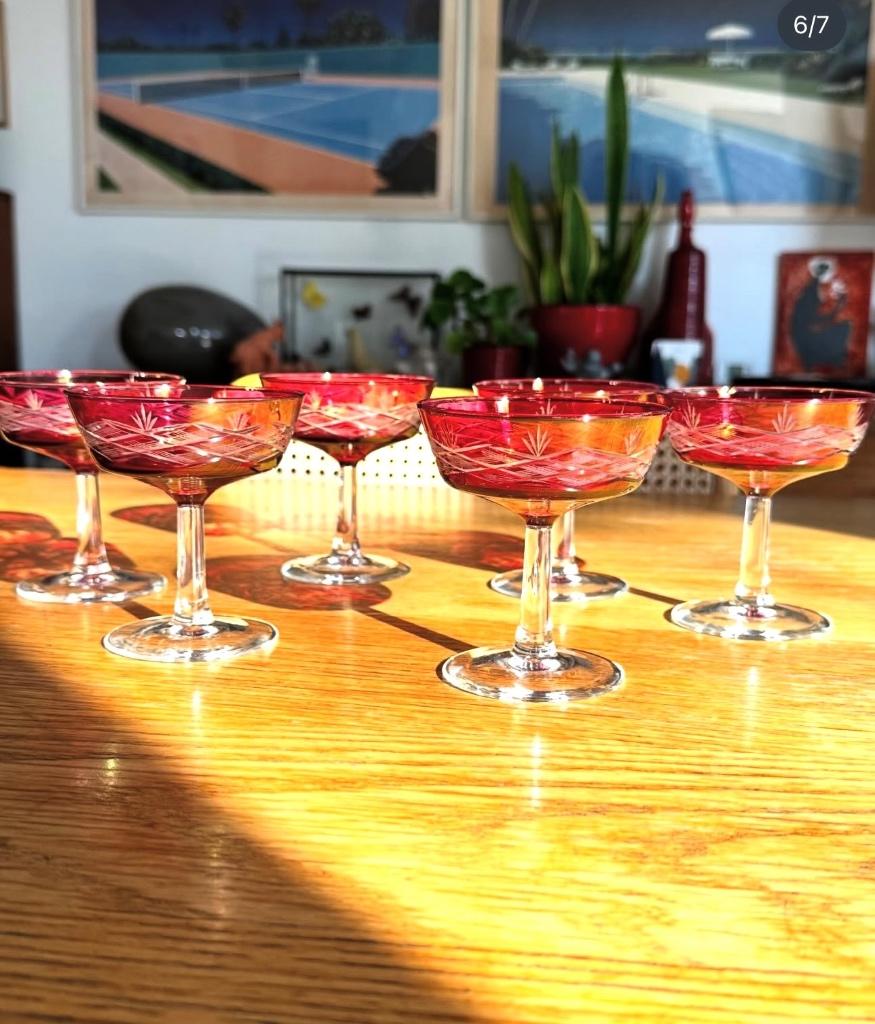 Rode kristallen coupes, Antiek en Kunst, Ophalen of Verzenden