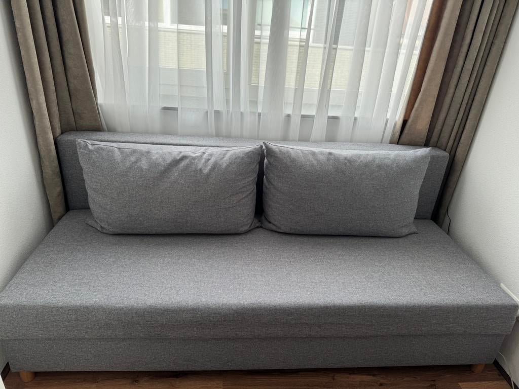 Slaapbank NORSMINDE lichtgrijs, Ophalen, Tweepersoons, 190 cm of minder, Zo goed als nieuw