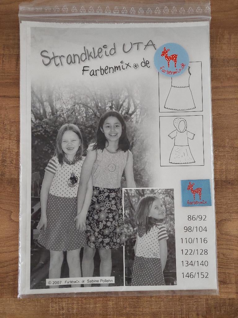 Meisjes naaipatroon Farbenmix 2x strand jurkje Uta, Hobby en Vrije tijd, Kledingpatronen, Overige merken, Overige typen, Kind
