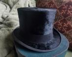 Hoge herenhoed antiek incl originele hoedendoos mt58 Miekje, Ophalen of Verzenden, Heren