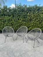 3x Grijze Lounge Tuinstoelen, Tuin en Terras, Ophalen, Gebruikt, Kunststof, Stapelbaar
