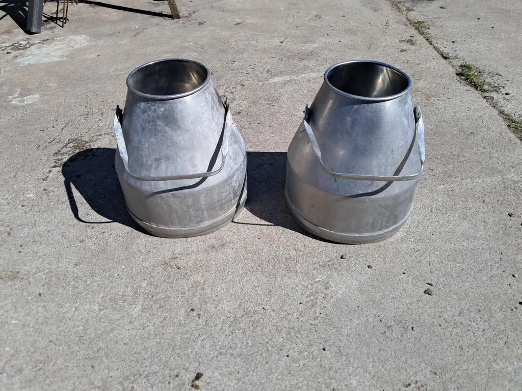2 x Rvs melk emmer, Ophalen