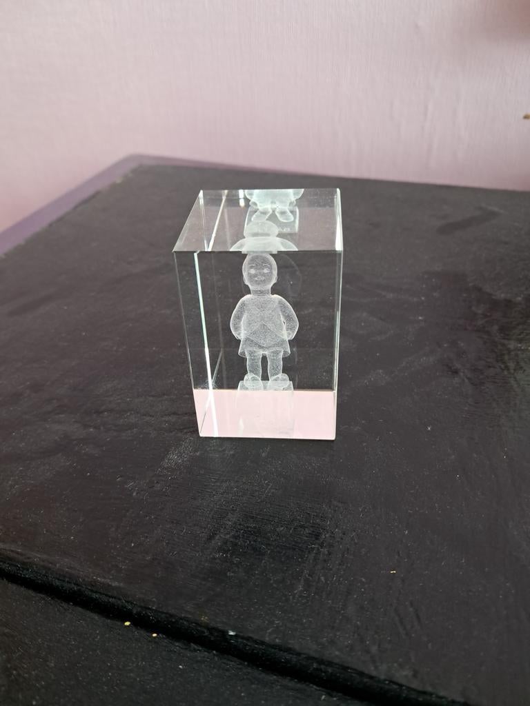 Bartje kristallen beeldje - 3D lasergegraveerd, Ophalen of Verzenden