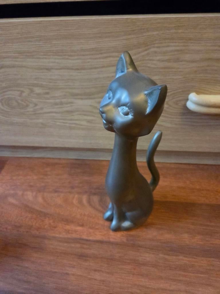 Mooi Brons Kat Beeldje - Decoratieve Kattenfiguur, Ophalen of Verzenden, Brons