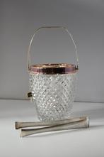 Vintage Gero ijsemmer van kristalglas verzilverd met tang, Ophalen of Verzenden