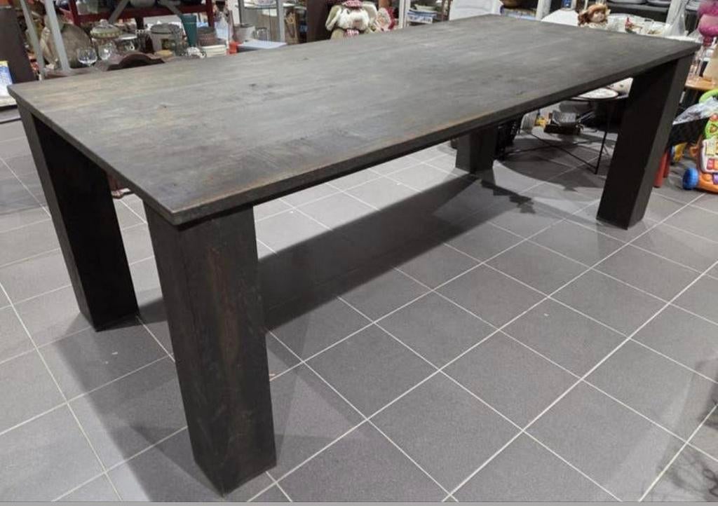 Eettafel echt hout stevig, Ophalen, Onbekend, 200 cm of meer, 50 tot 100 cm