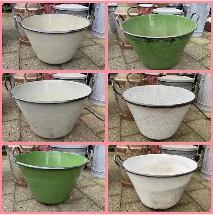 Grote originele Hongaarse emaille goulash pannen., Antiek en Kunst, Antiek | Emaille, Ophalen