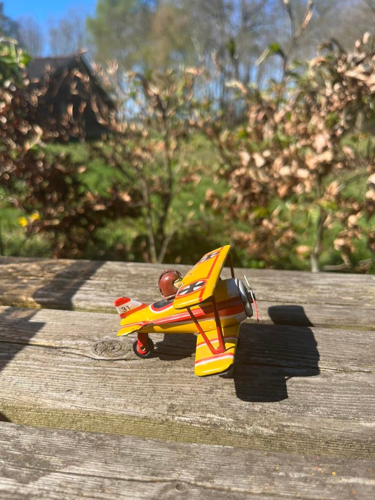 Blikken dubbeldekker vliegtuig klein, Ophalen of Verzenden, Zo goed als nieuw, Overige