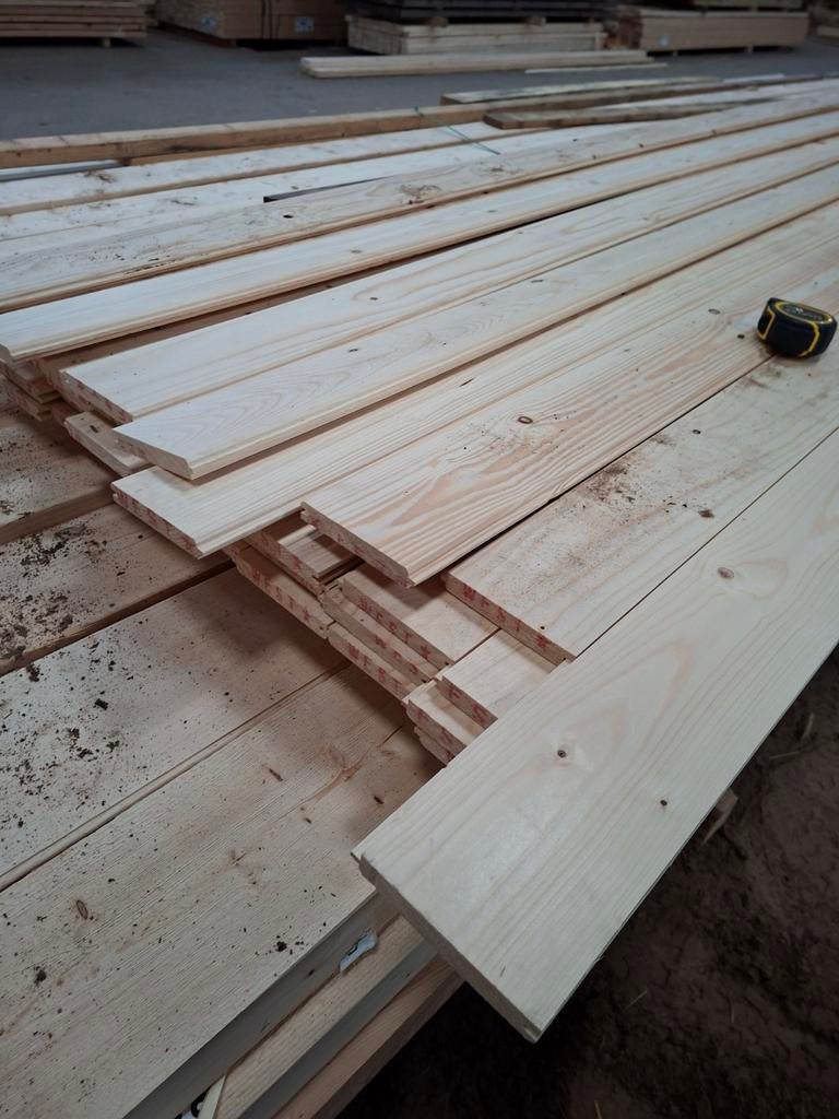Partij vuren vloerplanken 18x125mm, 20m2, Gebruikt, 10 m² of meer, 10 tot 30 cm, Hout