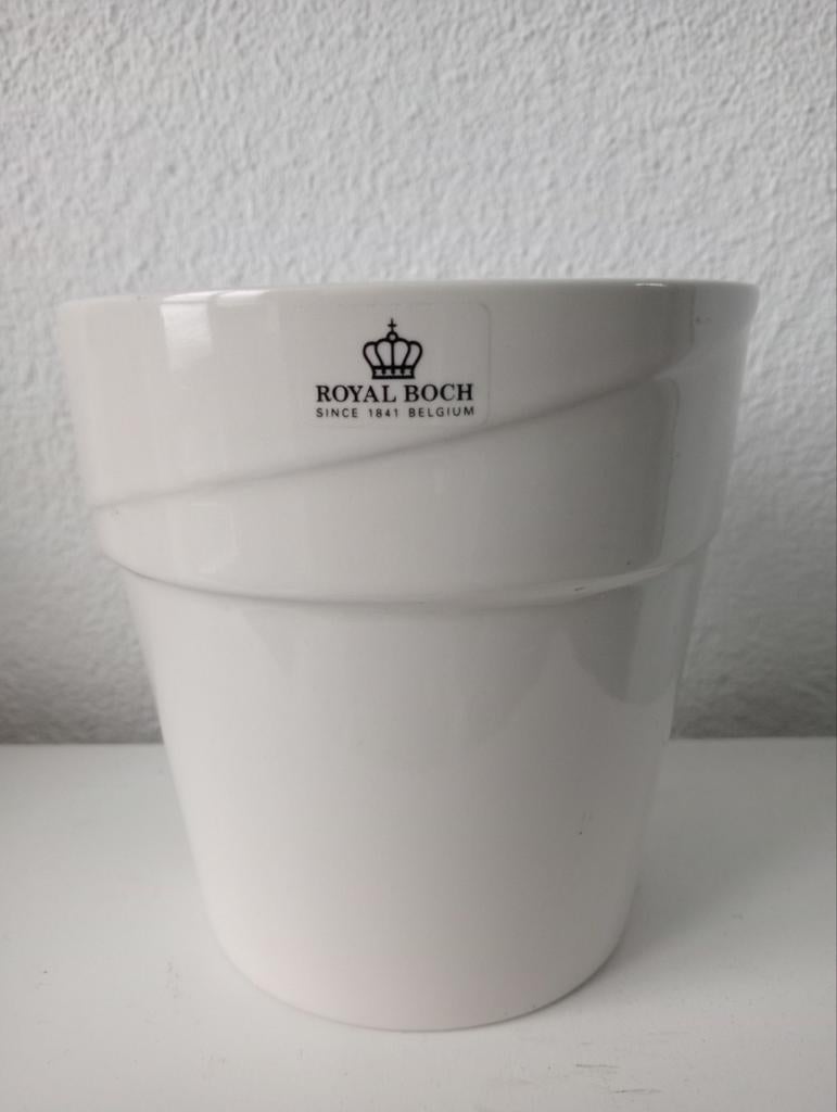 Wit vintage bloempotje Royal Boch Belgium, Ophalen of Verzenden
