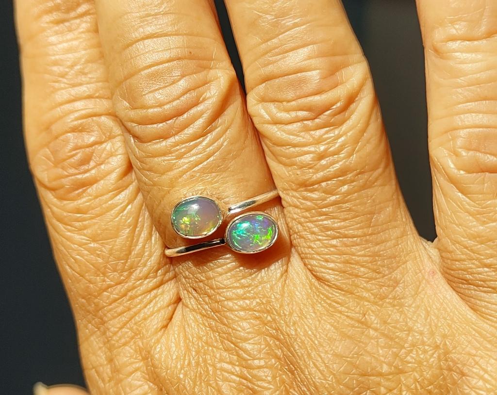 zilveren ring met natuurlijke Ethiopische Opaal steen, O.T., Nieuw, Ophalen of Verzenden, Orientaltemptation@hotmail.com