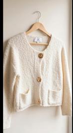 Crèmekleurig gebreid vest met gouden knopen, Maat 38/40 (M), Wit, Ophalen of Verzenden, Onbekend