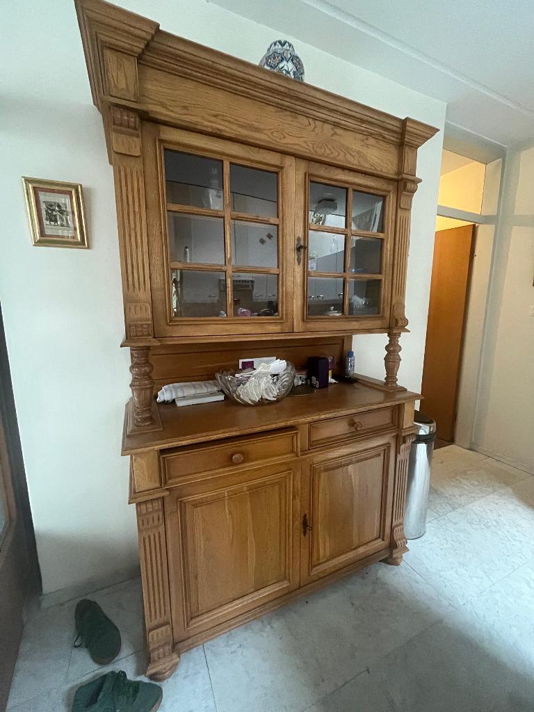 Antieke vitrine kast, Huis en Inrichting, Kasten | Vitrinekasten, Gebruikt, 200 cm of meer, Eikenhout, 25 tot 50 cm