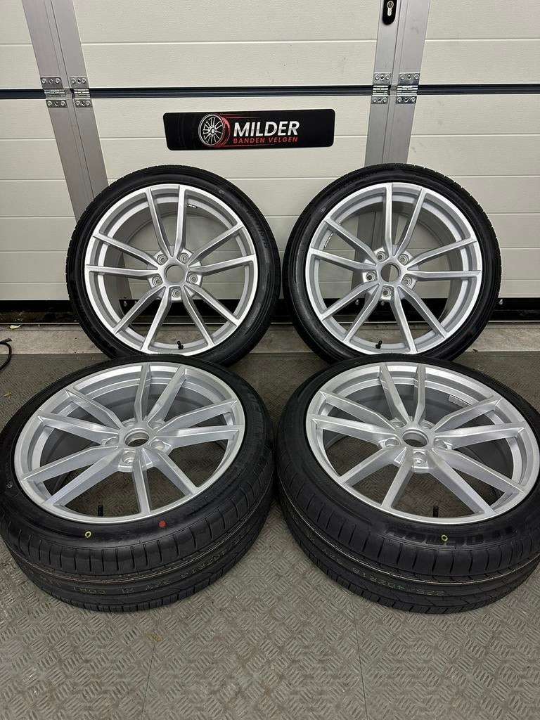 Pretoria Look velgen Zilver + Tracmax banden 18” 5x112 nieuw, 18 inch, Industrieweg Oost 5b9, Velg(en), Nieuw